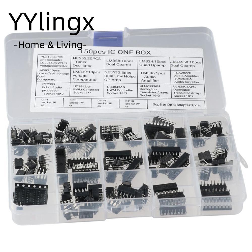 YYlingx 150 chiếc XL IC Chip Các loại, opamp PC817, NE555, LM358, LM324, JRC4558, LM393, LM339, NE5532, LM386, TDA2030, TDA2822, PT2399, UC3842, UC3843, ULN2003, ULN2803, Ổ cắm pwm