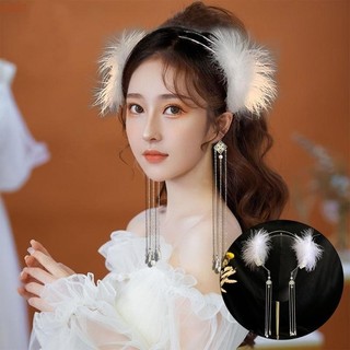 Yml1 bé gái sang trọng lông vũ tóc vòng lông vũ băng đô có tua rua mũ lông phụ kiện tóc cho nữ
