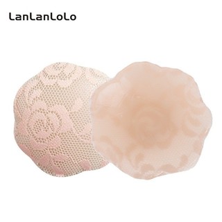  LanLanLo Nữ Màu Trơn Một Cặp Ren Silicon Vô Hình Chống Trơn Trượt Núm Vú Dán 