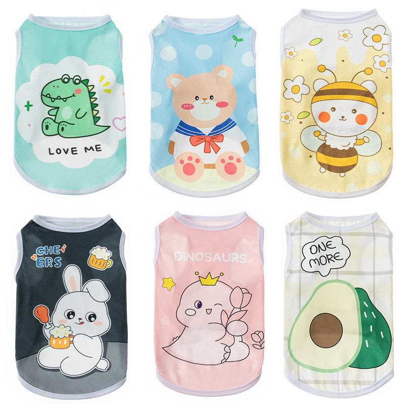 Áo Cho Chó Mèo Thú Cưng Mát Hoạ Tiết Hoạt Hình Xinh Xắn Nhiều Màu Sắc Cho Mùa Hè