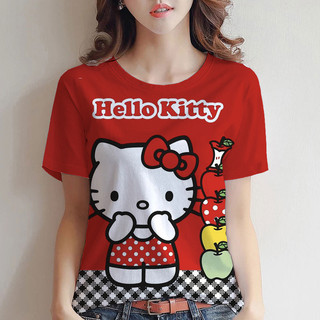 Áo thun cổ tròn tay ngắn họa tiết HELLO KITTY