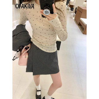 Ahy Cổ Tròn Mỏng Dài Tay Chấm Bi Mềm Mại Sáp Áo Thun Đáy Áo Sơ Mi Nữ Xuân Hè Phong Cách Mới Slim-fit S