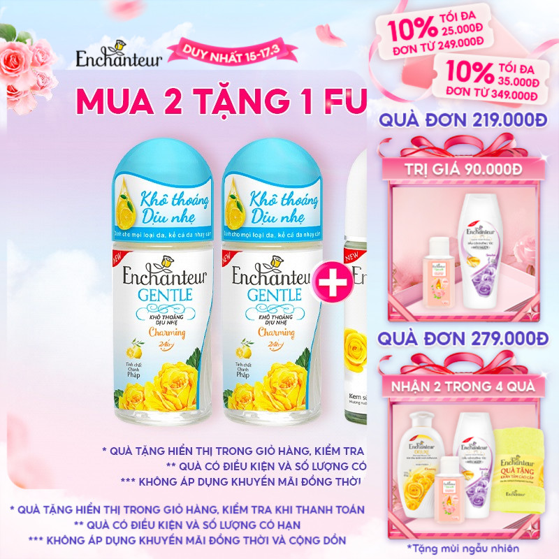 Combo 2 lăn khử mùi Enchanteur Gentle Charming 50ml