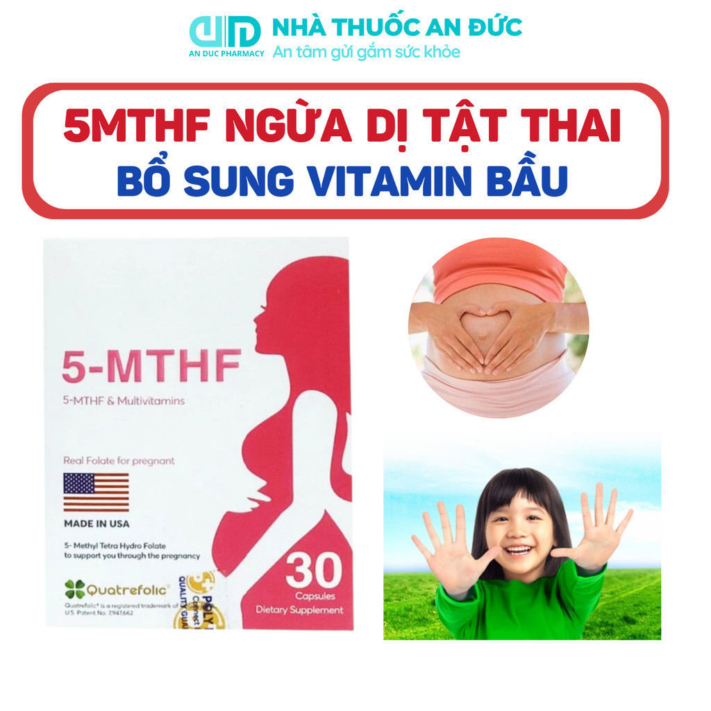 5-MTHF Mỹ Bổ Sung Folate, Hỗ Trợ Sinh Sản, Ngăn Dị Tật Thai Nhi, Bổ Sung Sắt, Vitamin Bầu Tổng Hợp