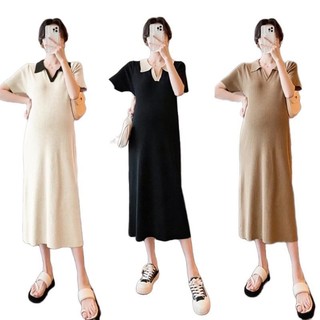 Đầm bầu POLO chất liệu THUN GÂN co giãn thấm hút mồ hôi thiết kế tiện lợi mát mẻ nhẹ nhàng V212 Thai sản Váy Bầu