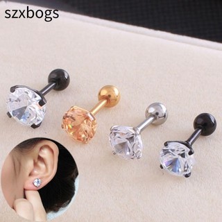 szxbogs 1 Chiếc Bông Tai Thời Trang Nữ Cubic Zirconia Bông Tai Bốn Móng Vuốt Trang Sức Thời Trang Unisex Thả Thép Titan / Nhiều Màu