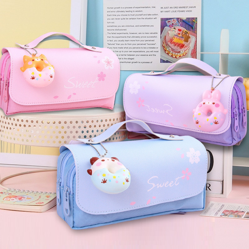 Hộp Bút Vải Cute Nhiều Ngăn Cho Bé Gái Có Quai Xách BU11 - shoptungchi13