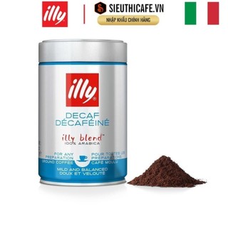 Cà phê bột illy coffee decaffeinated medium roasted- 250gr ground