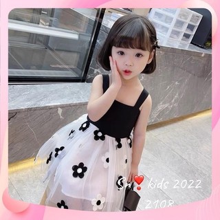 Váy dây hoa ren thiết kế cho bé gái