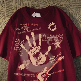 Áo thun ngắn tay cổ tròn cổ điển Mỹ Nam / Nữ Hàn Quốc Inst Mùa hè mới hàng đầu