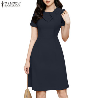 Zanzea Nữ Hàn Quốc Hàng Ngày Nơ Tay Ngắn Viền Váy