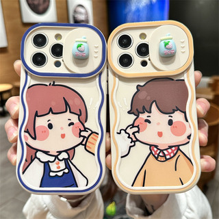Iphone cho 7 7plus 8 8plus Xs Xr Cặp đôi sáng tạo dễ thương Cửa sổ trượt 11 12 13 14 15Pro Plus Promax Silicone chống rơi