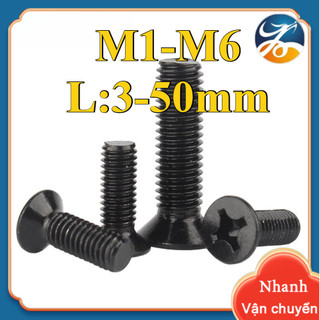 Ốc Vít Đầu Dẹt Thép Carbon đen M1-M6 / Ốc vít đầu pake dẹp mỏng phẳng KM Vít [Len-DM-1]