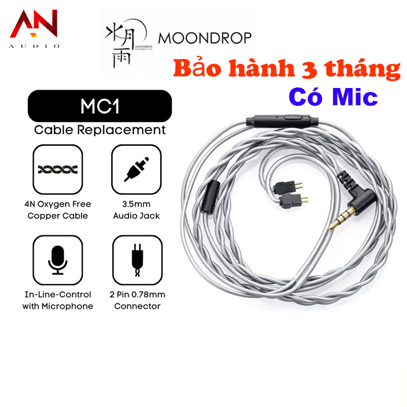 Dây Cáp Tai Nghe MoonDrop MC1/ DSP USB C 2Pin 0.78mm Kèm MIC Giắc Cắm 3.5mm Cho Chu 2/ lan/ aria,...