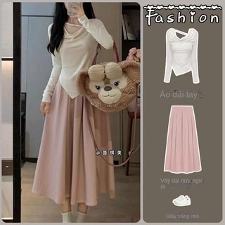 Bộ áo dài tay + chân váy xinh xắn dành cho nữ