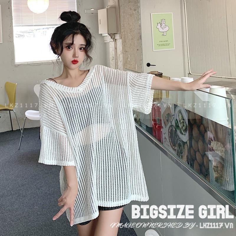 Áo thun nữ tay ngắn Bigsize Áo phông kiểu form rộng cổ chữ v hở lưng trắng mùa hè Phong cách Hàn Quốc Thời Trang đẹp