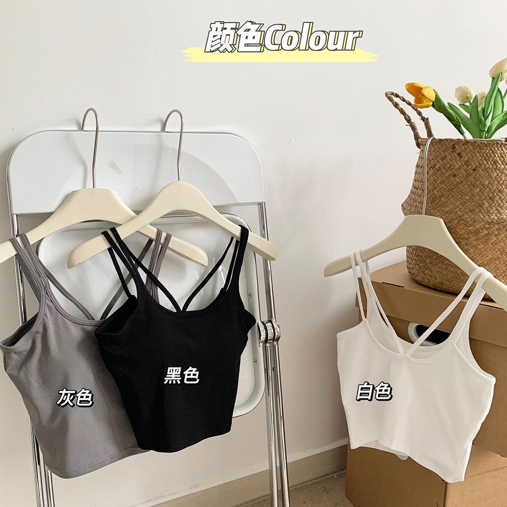 【WANG JIAO ZHAN】(Chất liệu 100% bông)  Áo yếm ngắn tay có đệm thời trang dành cho nữ Có miếng đệm ngực【2023】 | BigBuy360 - bigbuy360.vn