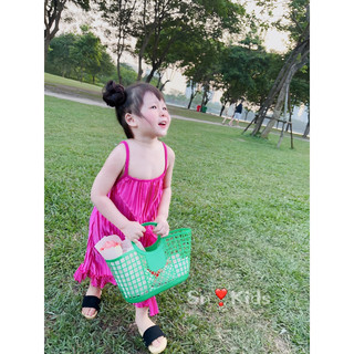 Váy đầm maxi dập ly cho bé gái