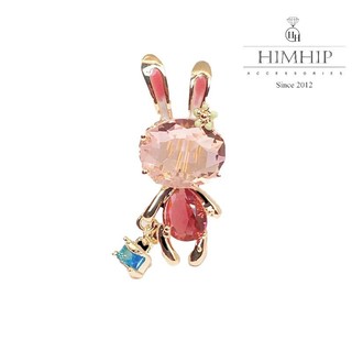 Trâm, ghim cài áo thỏ đá hồng dễ thương