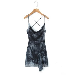 Váy in sợi lưới hở lưng gợi cảm thời trang Uibey 6435