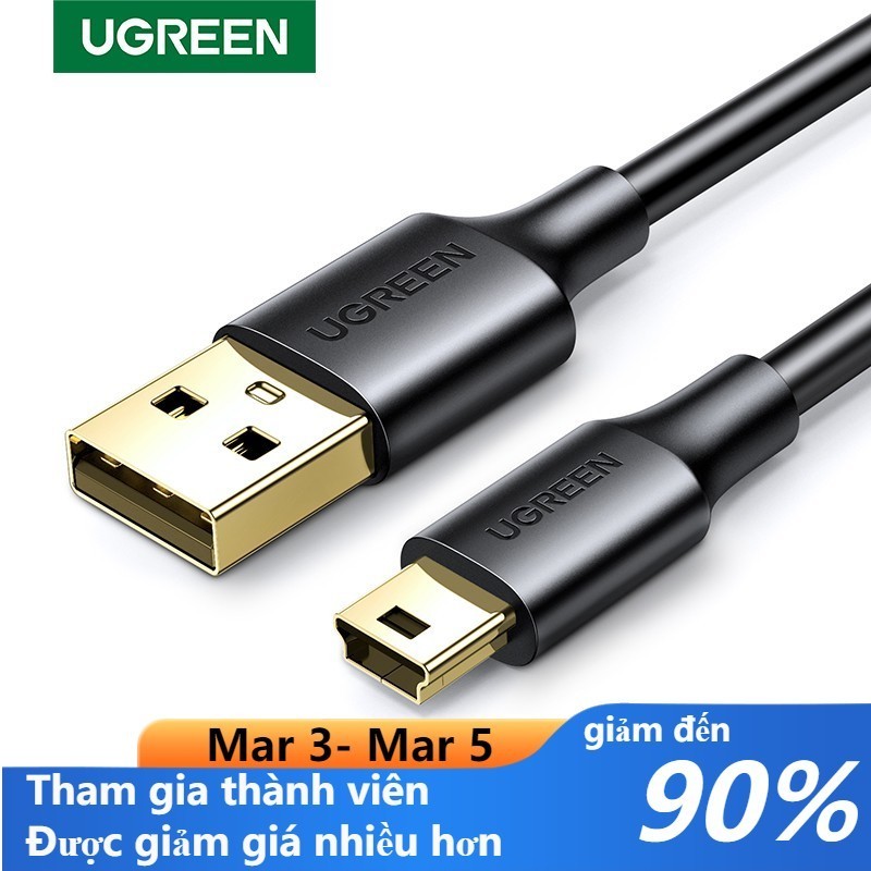 Cáp sạc nhanh UGREEN chuyển đổi USB A 2.0 sang đầu cắm mini B 5 chấu