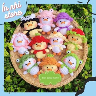Móc khoá con vịt và gấu dâu handmade bằng len thủ công siêu cute