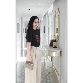 Áo Phông Love And đen + Quần Dạ Nude Chouchou