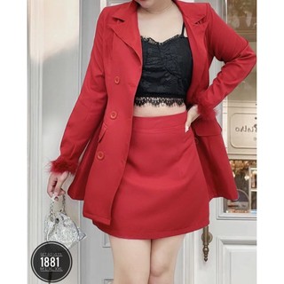 H3215 set 2 món chân váy ngắn kèm áo vest tay dài thanh lịch