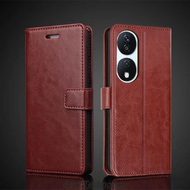 Dành Cho Huawei Honor X7b Đựng Thẻ Bao Da Pu Flip Cover Ví Retro Vỏ Điện Thoại