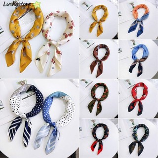 Khăn choàng cổ vuông nhỏ lụa satin in họa tiết hoa phong cách vintage sành điệu thời trang thanh lịch dành cho nữ