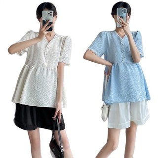 Áo bầu áo suông thiết kế ĐŨI XỐP VIỀN REN sang chảnh mềm mại A29 Thai kỳ Voi