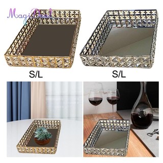 Magideal Bảo Quản Mỹ Phẩm Để Bàn Nước Hoa Gương Nhăn Kim Loại Trang Trí Đĩa Trái Cây