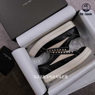 Giày rick owens vintage leather sneaker in black/milk