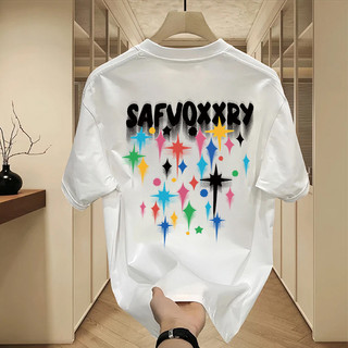 2024 Phong Cách Mới Áo Thun Ngắn Tay Nam ins Dạo Phố Châu Âu Mỹ Hip-Hop Phong Cách Cổ Tròn Đáy Áo Sơ Mi