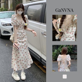 Váy hoa  nhí Váy body dáng dài Váy hoa nhí Váy công chúa Váy cottagecore Đầm Hoa Pháp Nữ Mùa Hè Phong Cách Mới Thiết Kế Dây Buộc Dây Đầm Rộng Hẹp