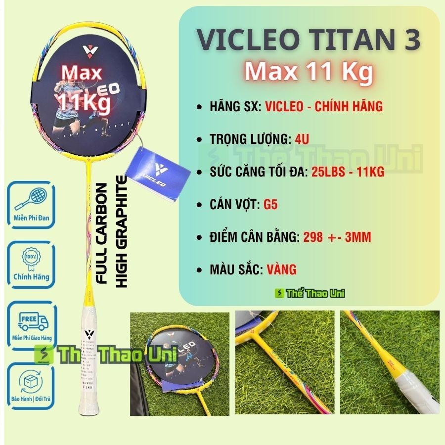 Vợt Cầu Lông Khung  Vicleo Speed TiTan 3, Căng max 11kg, tặng bao vợt và quấn cán