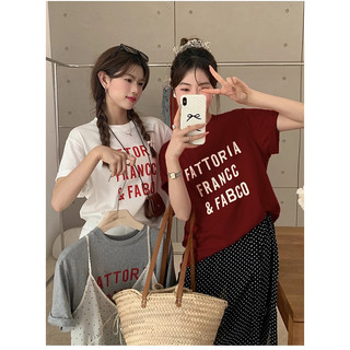 Áo thun nữ Áo thun nữ mùa hè Nữ phiên bản Hàn Quốc Áo thun Cotton phong cách mới In chữ dáng rộng Kích thước lớn Áo thun Cotton ngắn tay nguyên chất Áo thun nữ ngắn tay mùa hè