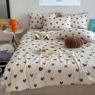 Bộ chăn ga gối REE Bedding chần bông Cotton đũi đậu tương CTD264 nhiều hoạ tiết đủ size giường nệm