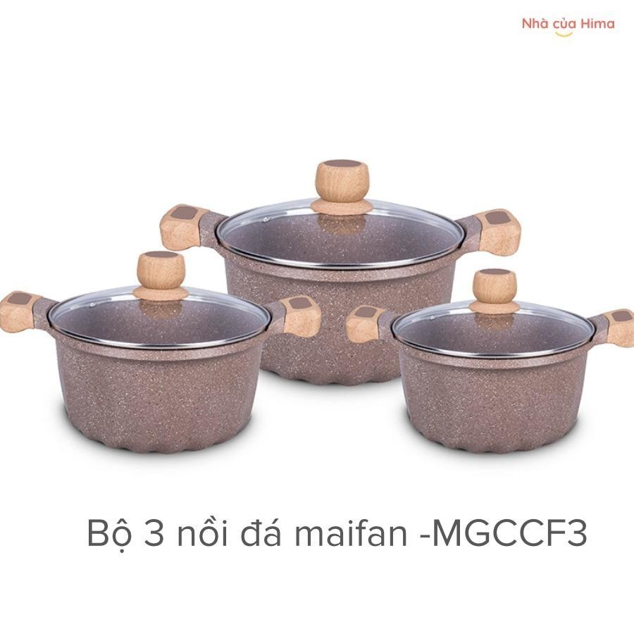 Bộ Nồi Canh Chống Dính Đá Maifan MGC Màu Cafe Bán lẻ- Đá Chất Lượng Cao - Sử Dụng Trên Mọi Loại Bếp