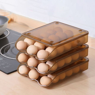 【FEELING 】Convenient Rolling Egg Storage Box Stackable Kitchen Organizer Durable Material