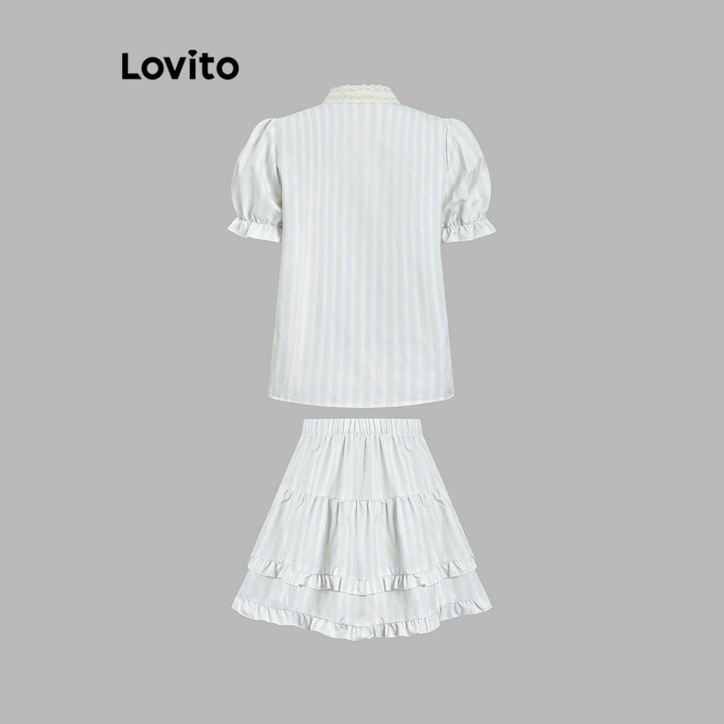 Lovito Áo hoặc đáy cổ sọc tương phản dễ thương dành cho nữ L122AD058 | BigBuy360 - bigbuy360.vn