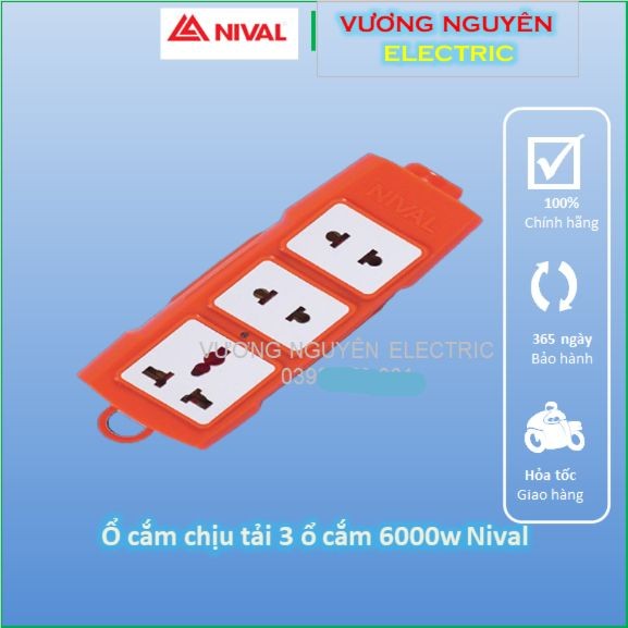 Ổ cắm chịu tải ổ 3 6000w Nival, ổ cắm chịu tải cao, ổ cắm bền cao cấp - Vương Nguyên Electric Store