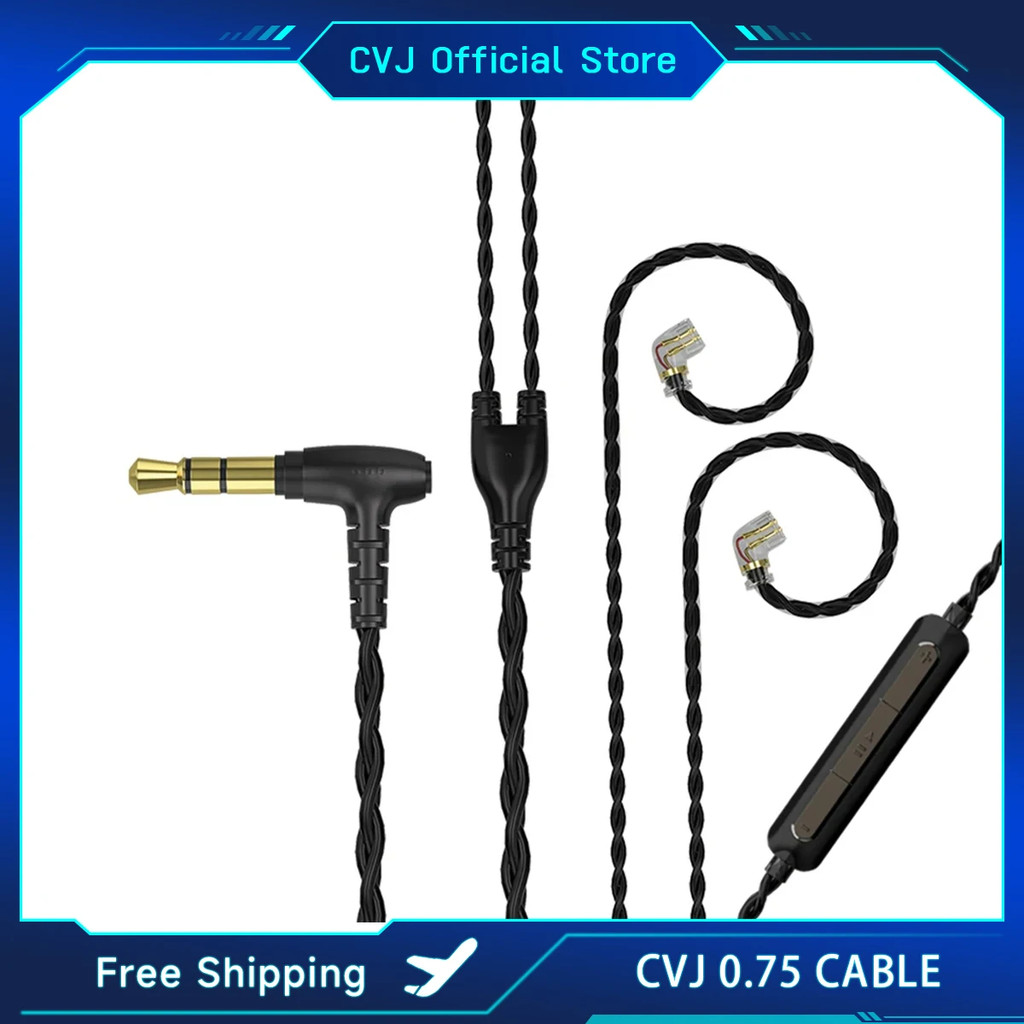 CVJ V2 4 Dây Tai Nghe Cáp IEM Dây Mic Cho TRN MT1 KZ ZSN PRO X EDX PRO QKZ AK6 Pro