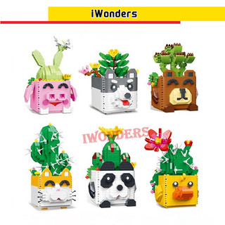 Đồ Chơi Lắp Ráp Cây Cảnh / Gấu Trúc / Chú Chó Husky / Hoa Sen Để Bàn Trang Trí DIY