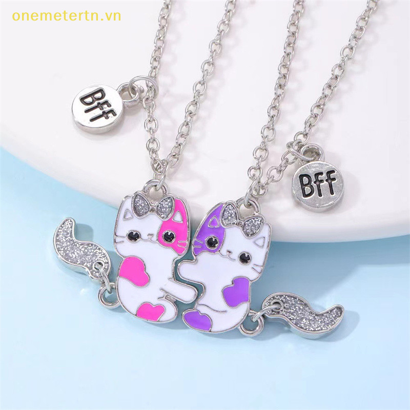 Onemetertn 2 Cái / bộ Hoạt Hình Hình Mèo Mặt Dây Chuyền Dây Chuyền Bạn Bè Thân Nhất Vòng Cổ BFF Tình Bạn Trẻ Em Trang Sức Quà Tặng Cho Bé Gái VN