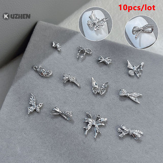EELHOE Bộ 10 Đồ trang trí móng tay hình nơ màu lấp lánh DIY