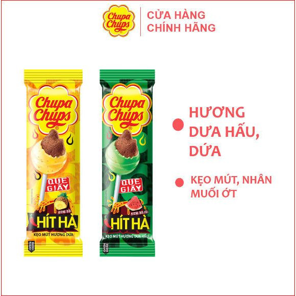 Kẹo mút Chupa Chups Hít Hà hương dưa hấu, dứa nhân muối ớt