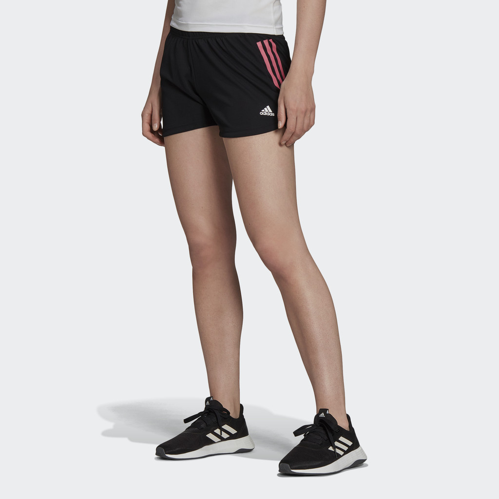 Adidas Tập luyện Quần Short Thể Thao 3 Sọc Dệt Kim Designed To Move Nữ Đen H45576