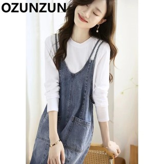 Đầm dây Denim giản dị Ozunzun 6162