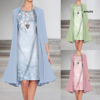Ayyufe 1 Bộ Váy Cardigan Nữ Công Sở In Hoa Viền Lớn Vintage Thanh Lịch Bohemian Áo Khoác Cho Bữa Tiệc
